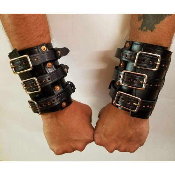 Handmade Leather Custom WristbandCuff Set