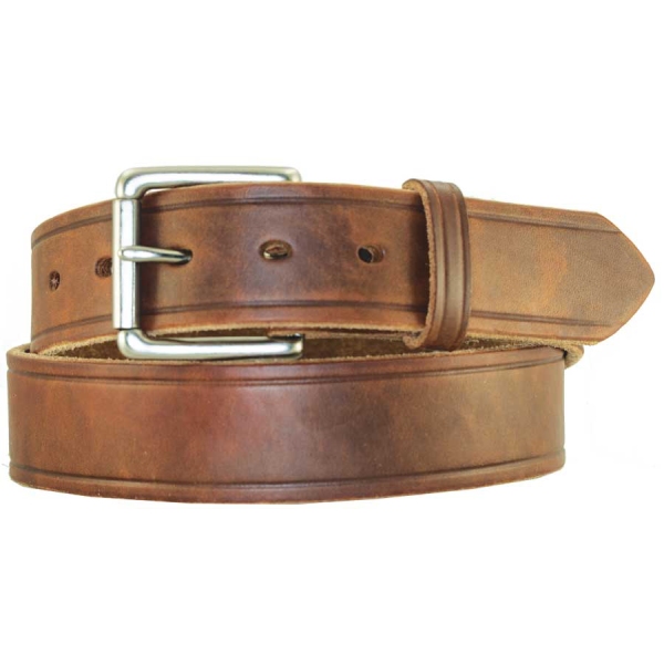 Handmade Waxed Heavy Med. Brown Leather Belt High Quality Work/Casual Belt