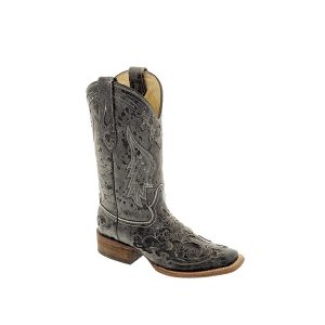 Corral Vintage Black Python Inlay Cowgirl Boots - Square Toe