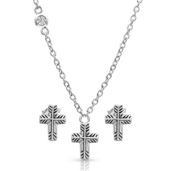 Montana Silversmiths Palm Leaf Cross Jewelry Set