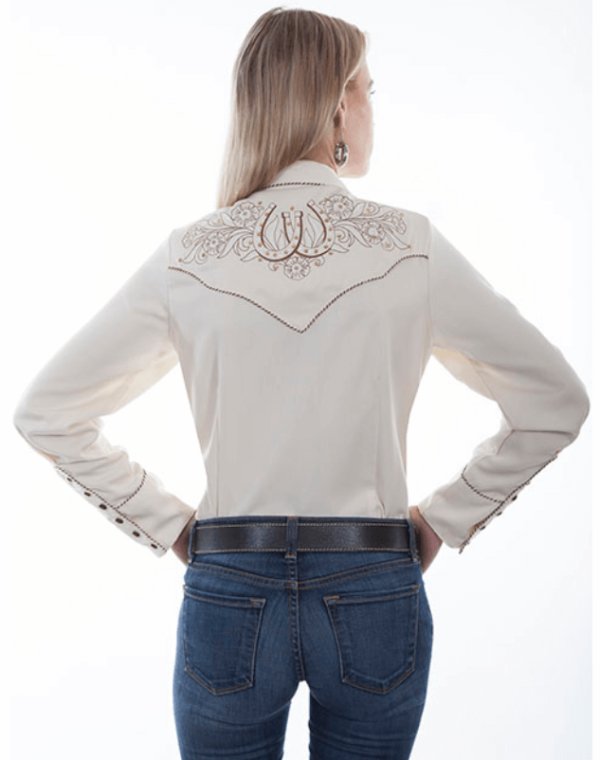 Scully Women's Embroidered Lucky Horseshoe White Blouse