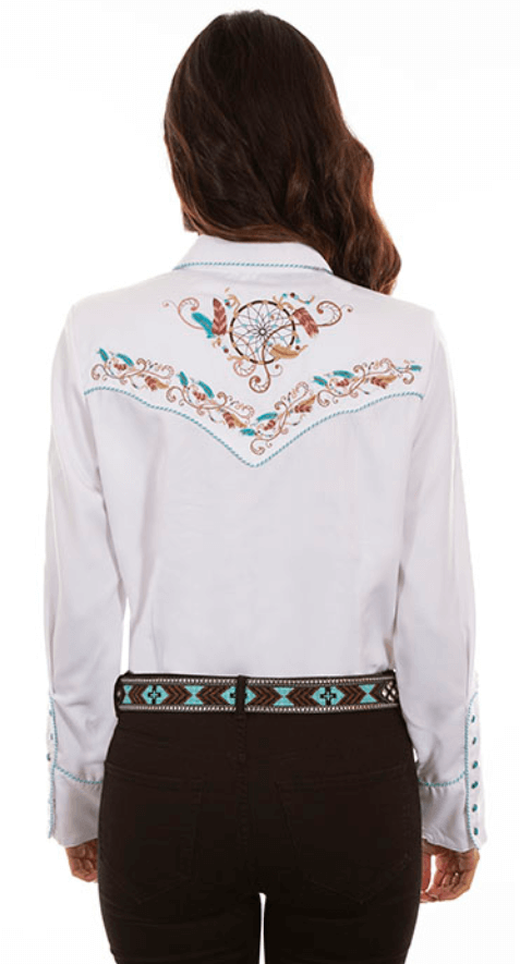 Scully Women's Embroidered Dream Weaver Rodeo Shirt Back