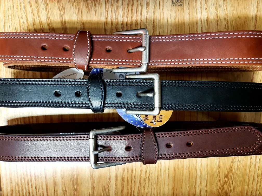 Handmade Double Stitched Leather Belt in Waxed Tan with White Stitching  (order one size larger than the waist) - Spencer's Western World