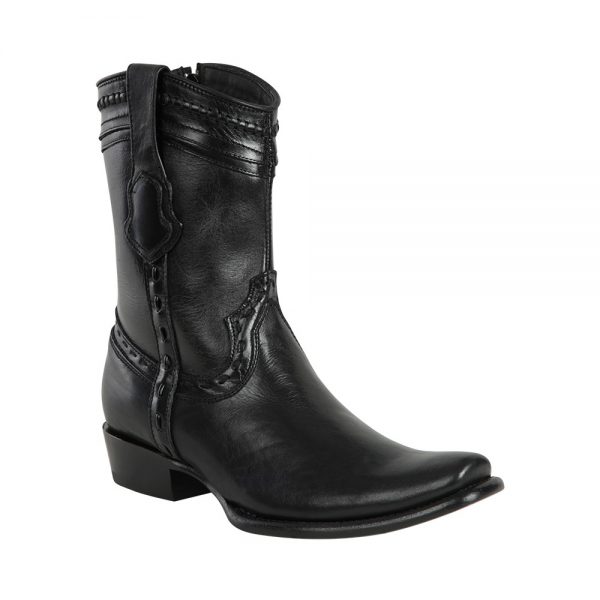Men's King Exotic Zip-up Leather Boots Black