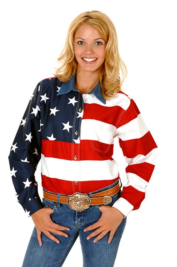 Women's Patriot Flag Shirt in Long Sleeve